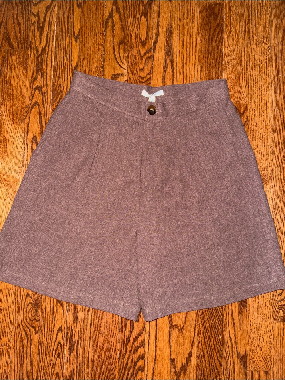 High-Waist Purple Linen Blend Women's Shorts